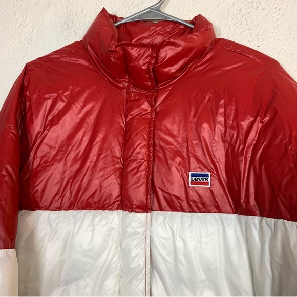 Levi’s striped colorblock sam cropped puffer jacket size xl - Picture 3 of 12